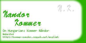 nandor kommer business card